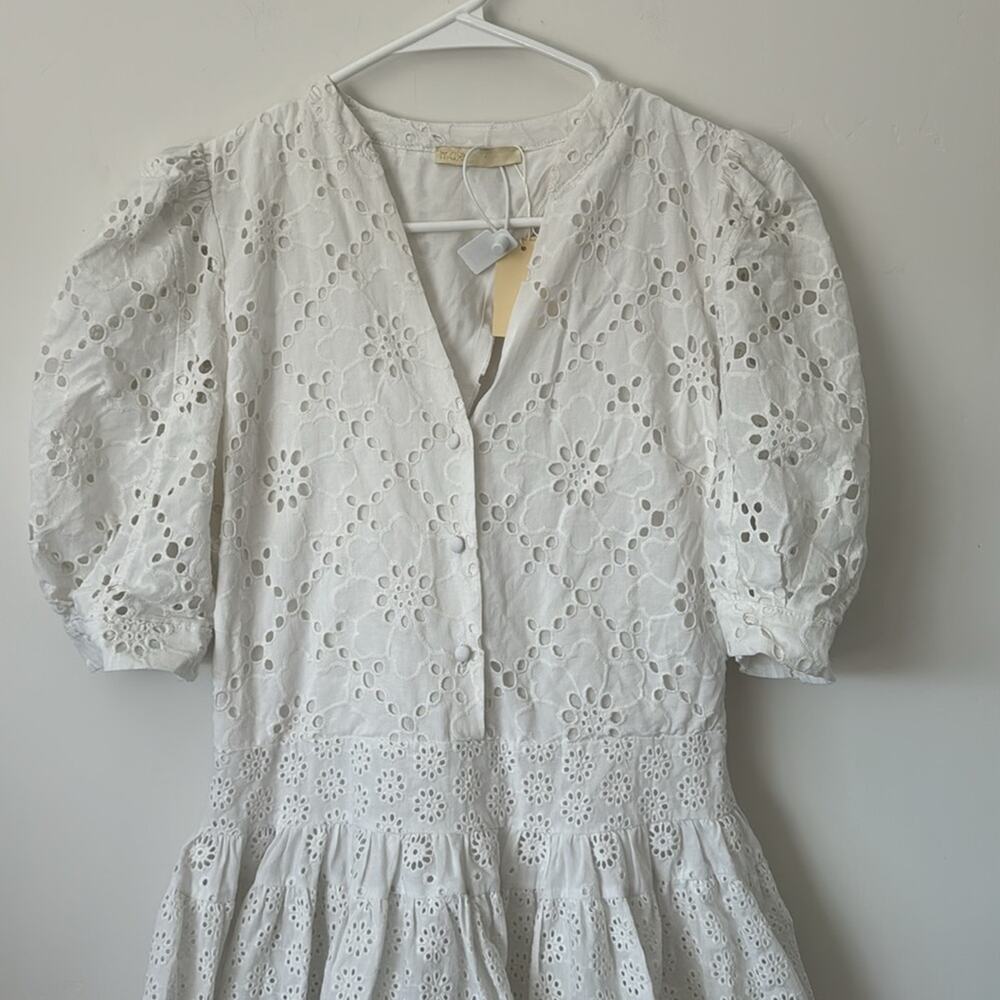 Maje White Lace Embroidered Floral Eyelet Mini Dress Size: 2 - Picture 4 of 12